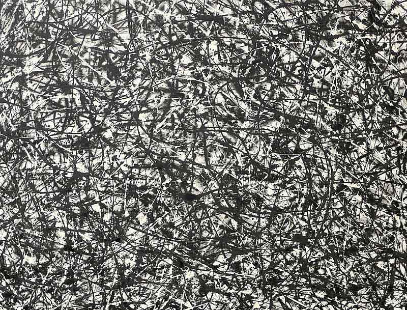 Large black and white abstract painting