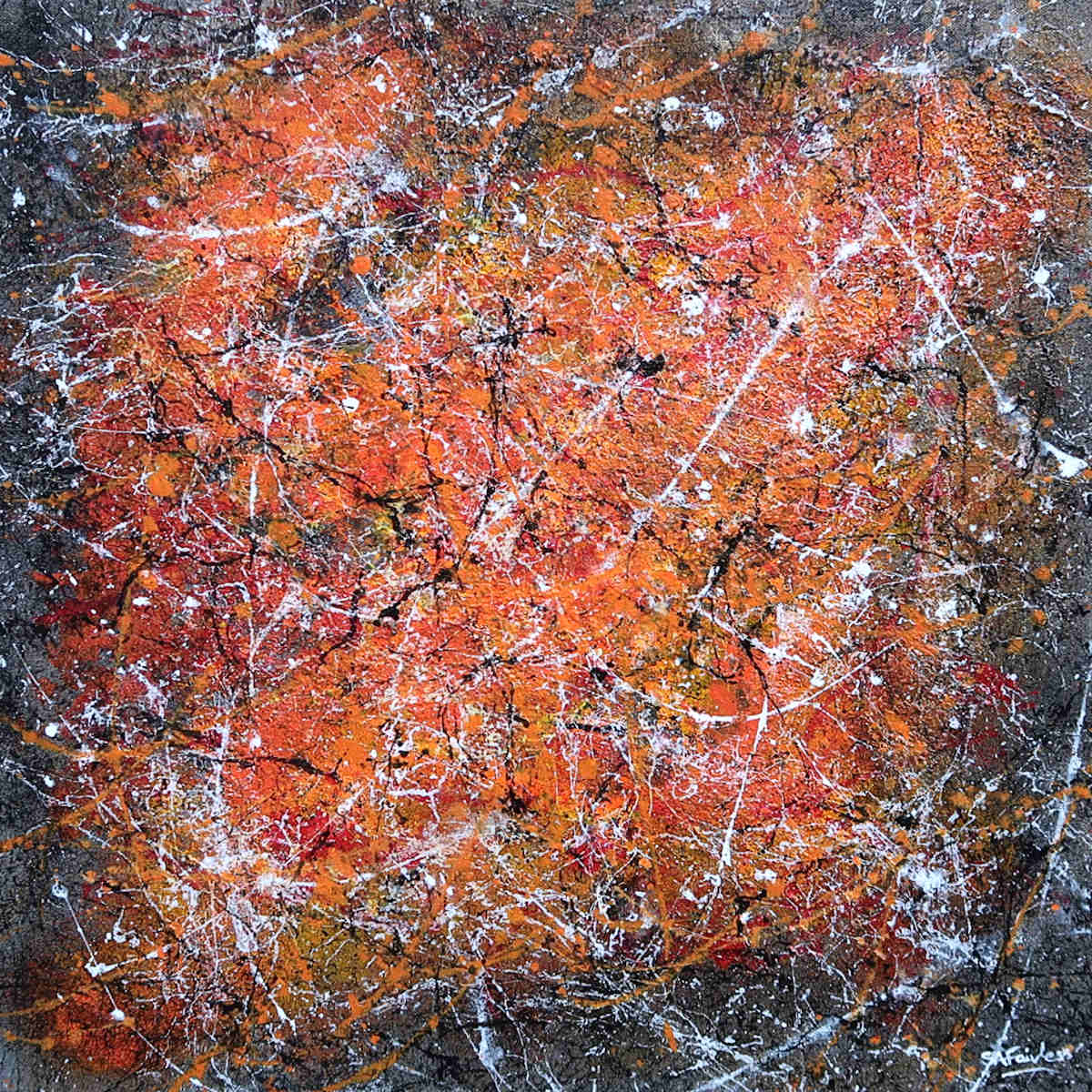 Grey and Orange abstract painting