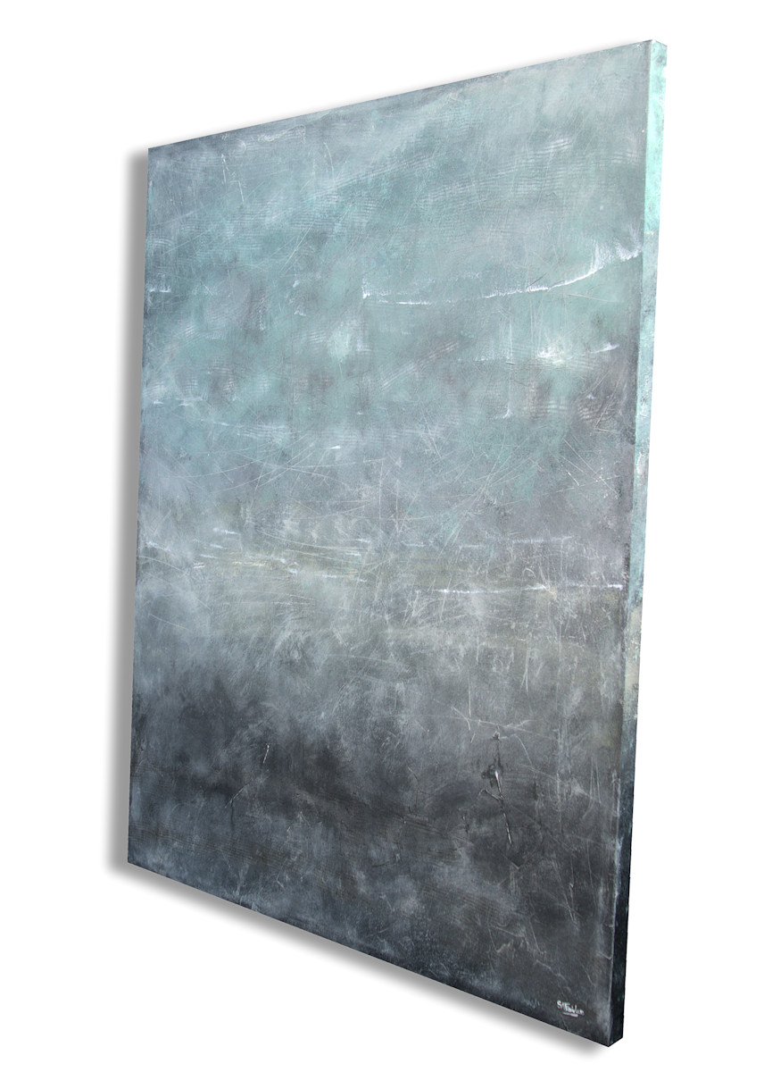 Large abstract painting in grey