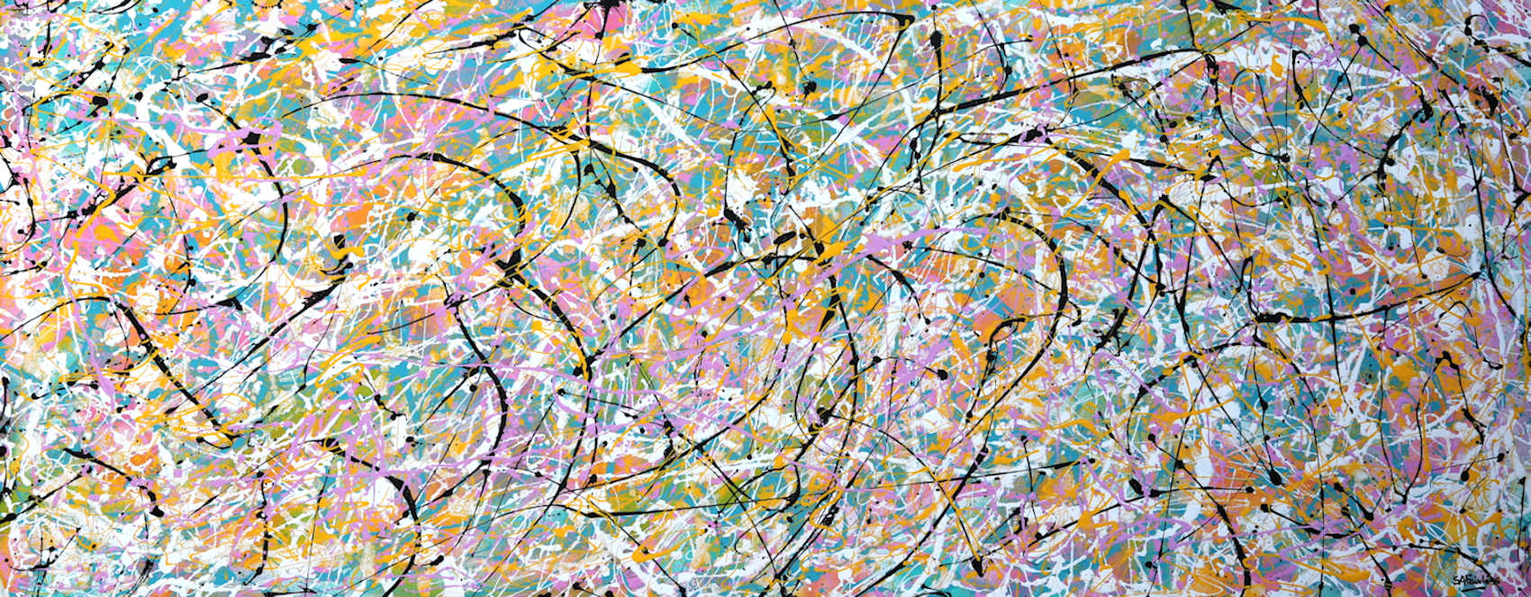 Minimalist abstract painting in Jackson Pollock style