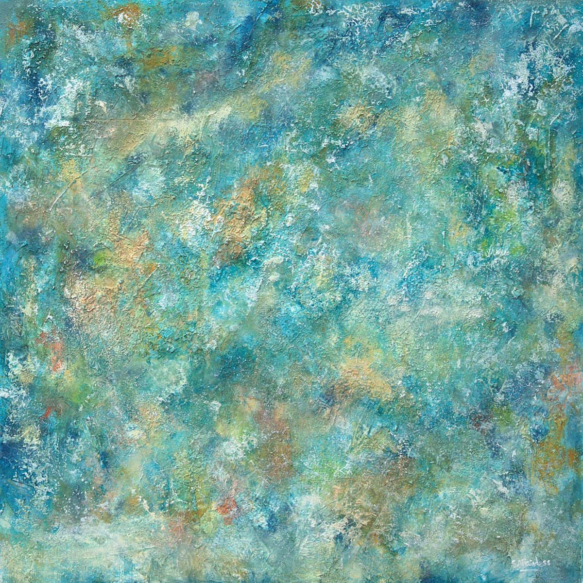 Large turquoise abstract painting