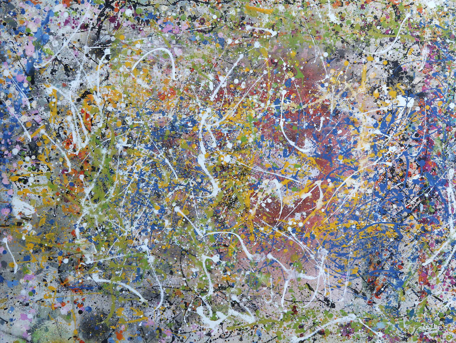 large abstract painting in Jackson Pollock style