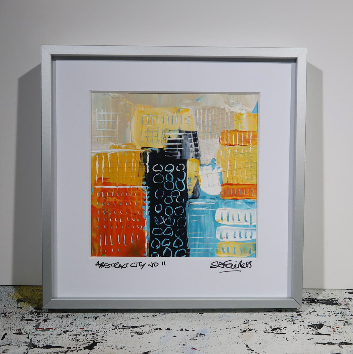 Abstract cityscape painting