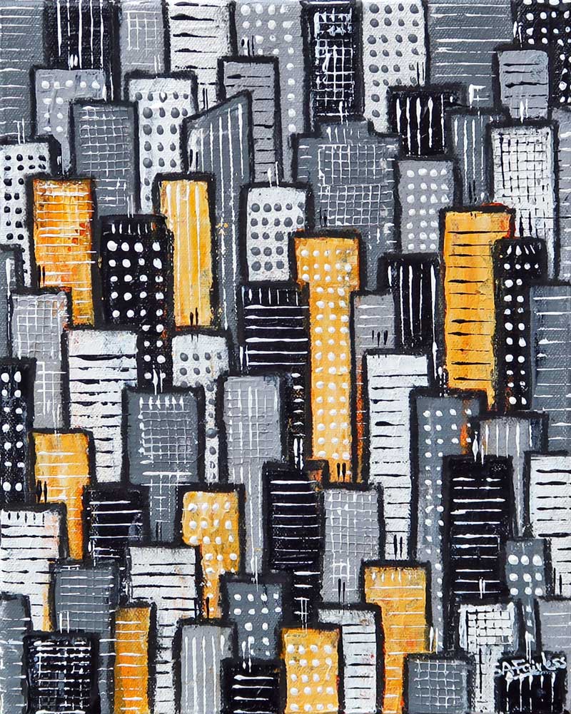 abstract cityscape painting