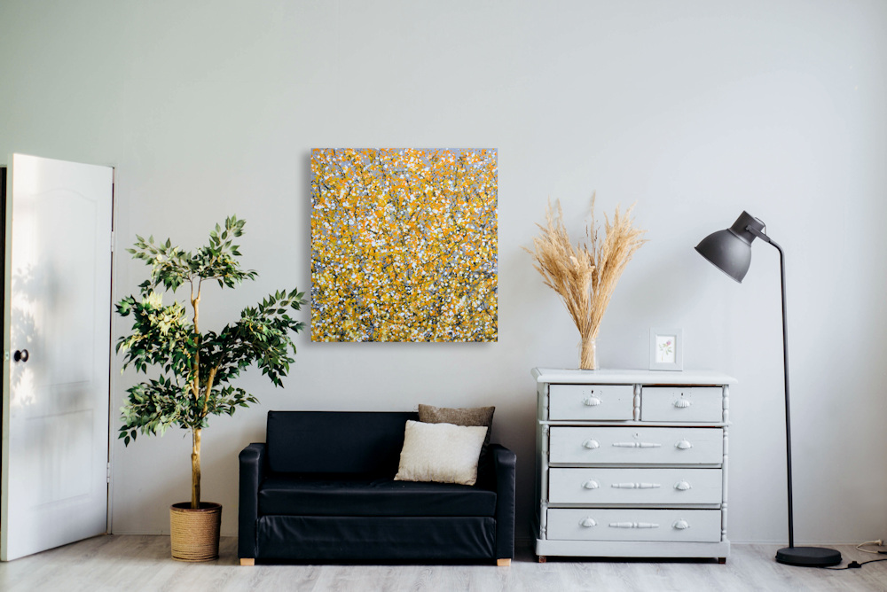 Yellow and grey painting interior