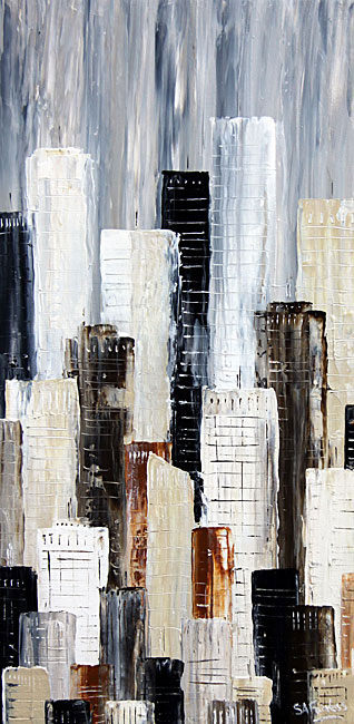 Urban abstract cityscape paintings